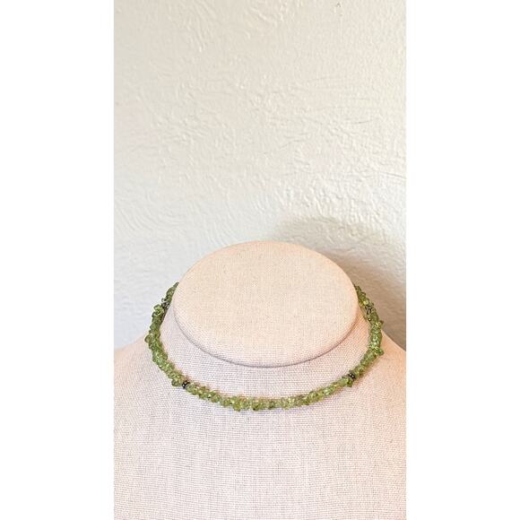 India 925 Sterling Silver Peridot Chip Bead Adjustable Collar Necklace - Picture 7 of 7